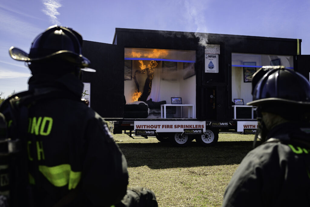 Live Burn House Demonstration with firefighters at the ready at the 2026 Storm Response Showcase